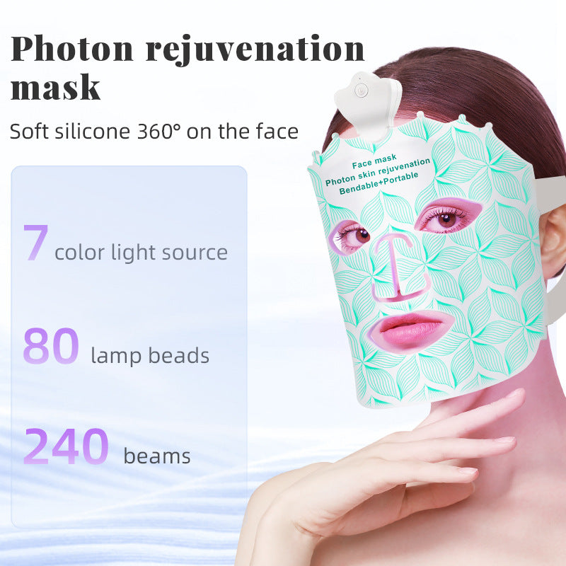 7-Color LED Silicone Facial Mask – Rechargeable Light Therapy Device