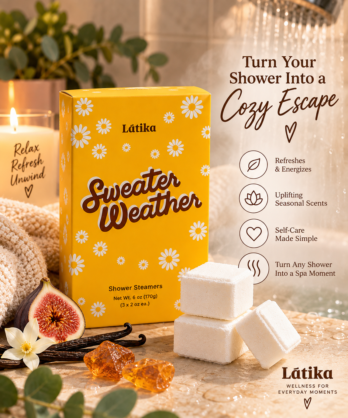 Latika Sweater Weather Shower Steamers – Set of 3
