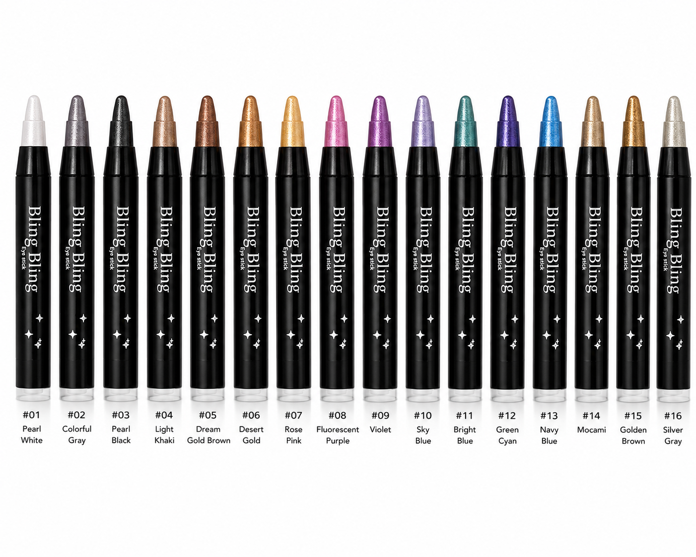 16-Color Pearlescent Eyeshadow & Eyeliner Pen Set