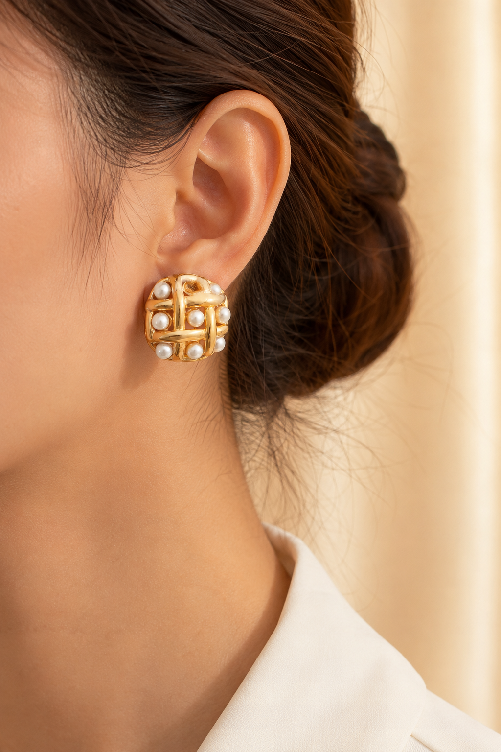18K Gold PVD Plated Waterproof Stainless Steel Stud Earrings