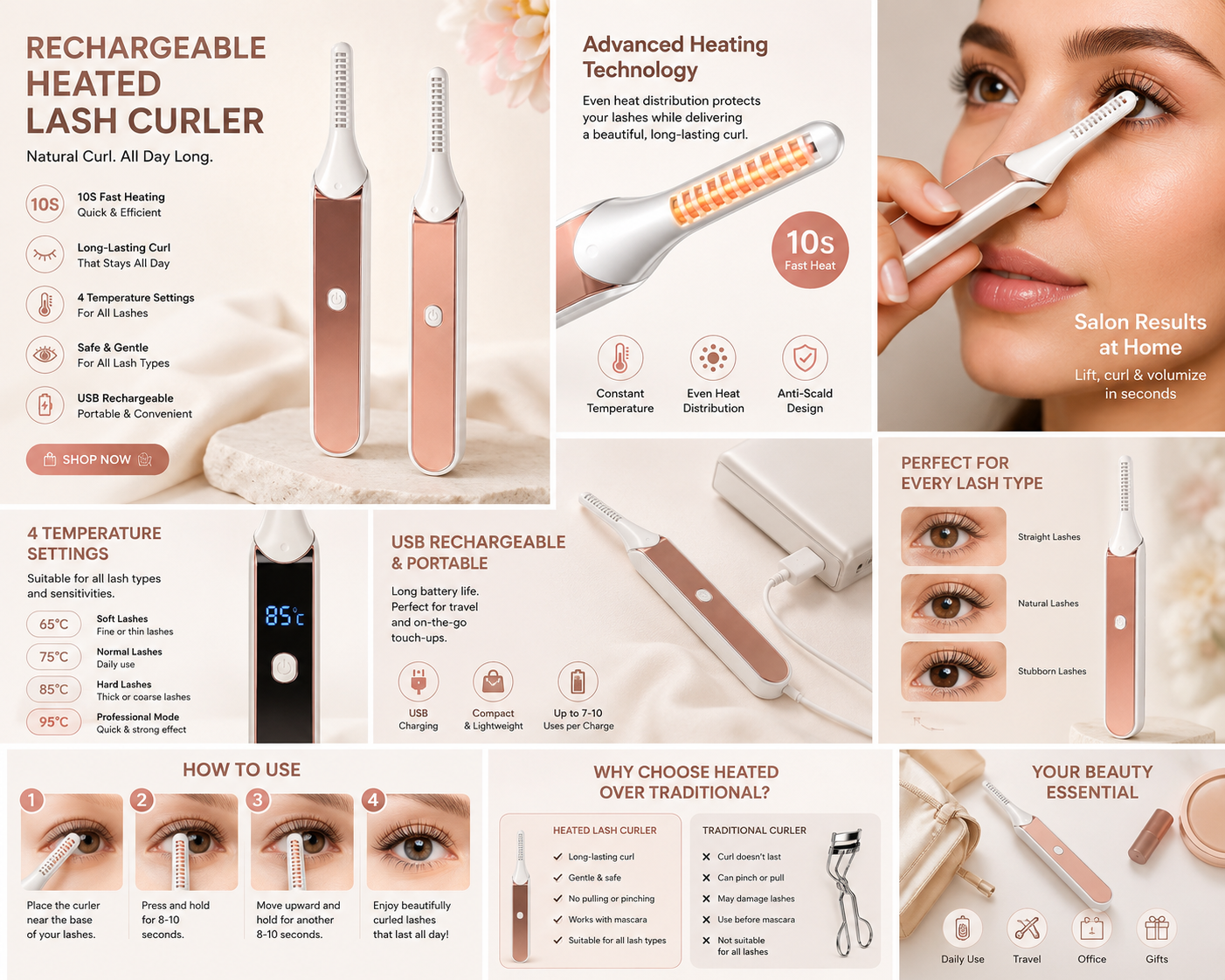 Rechargeable Heated Lash Curler