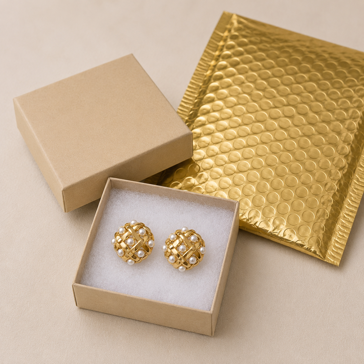 18K Gold PVD Plated Waterproof Stainless Steel Stud Earrings