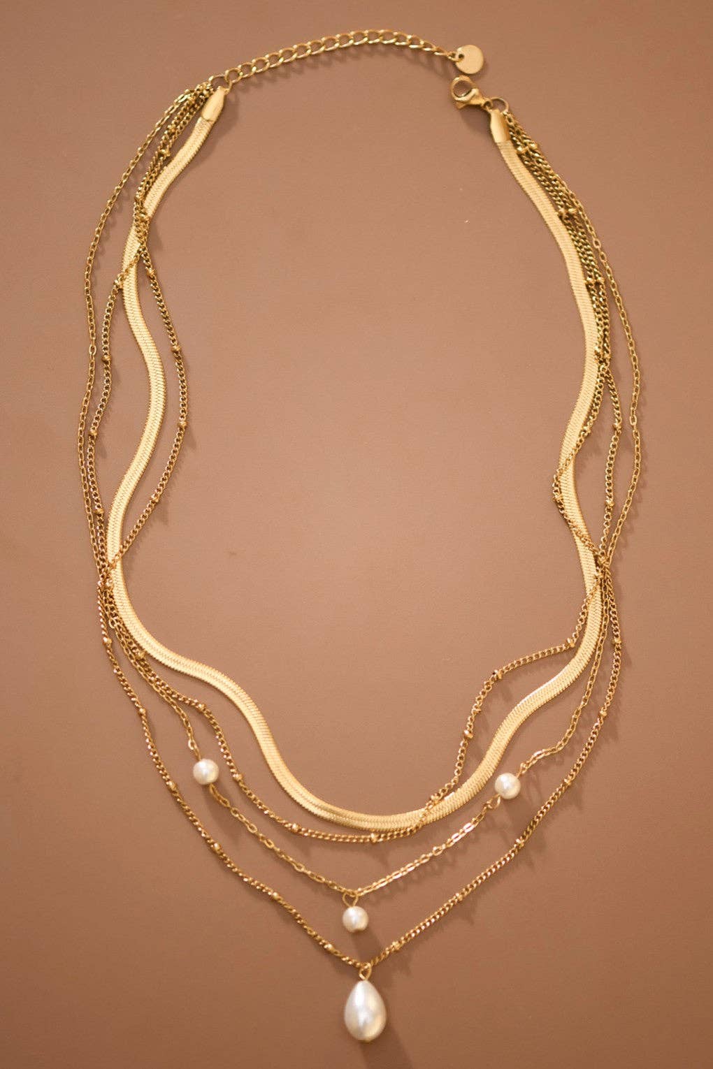 18K Gold PVD Plated Waterproof Stainless Steel Layered Chunky Chain Necklace