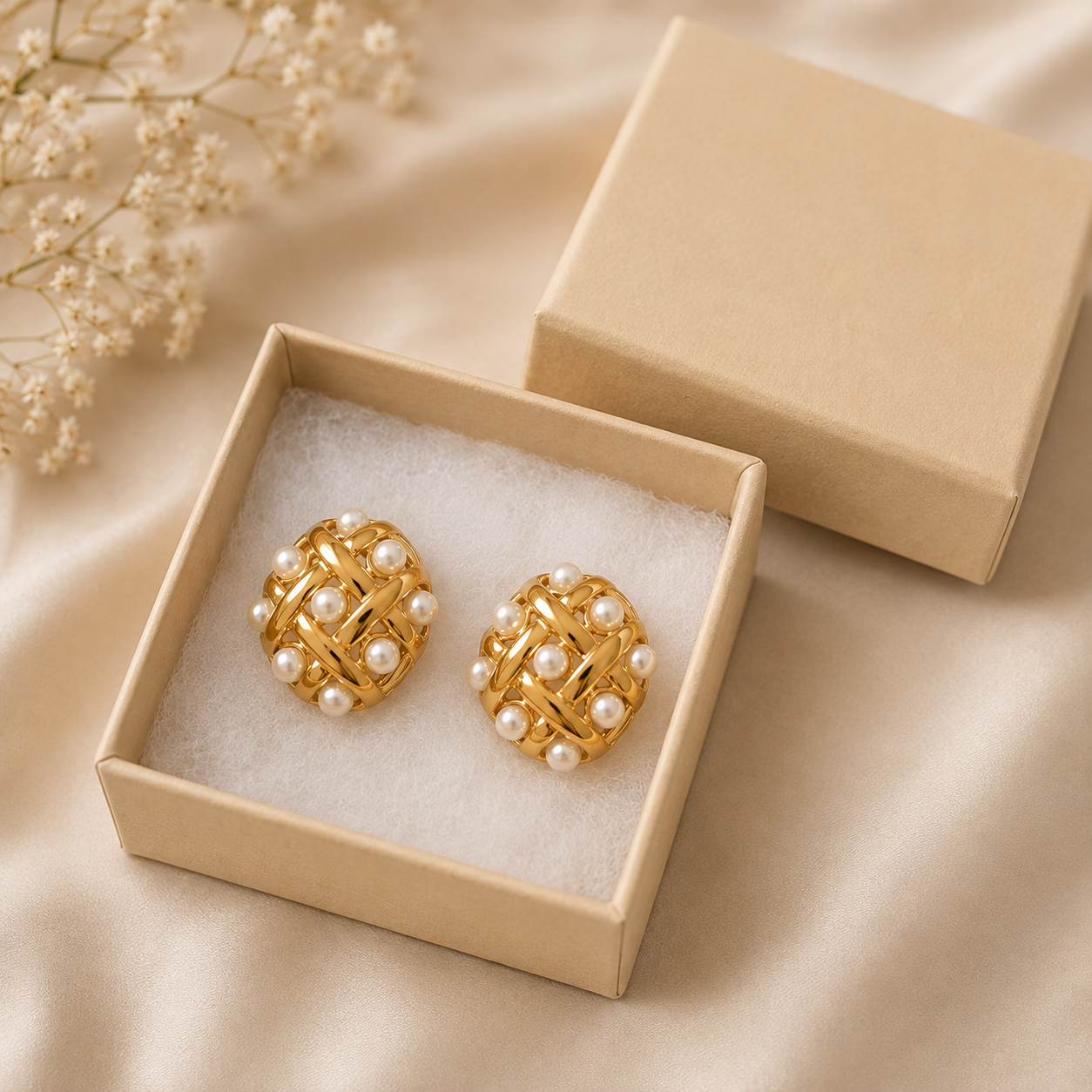 18K Gold PVD Plated Waterproof Stainless Steel Stud Earrings