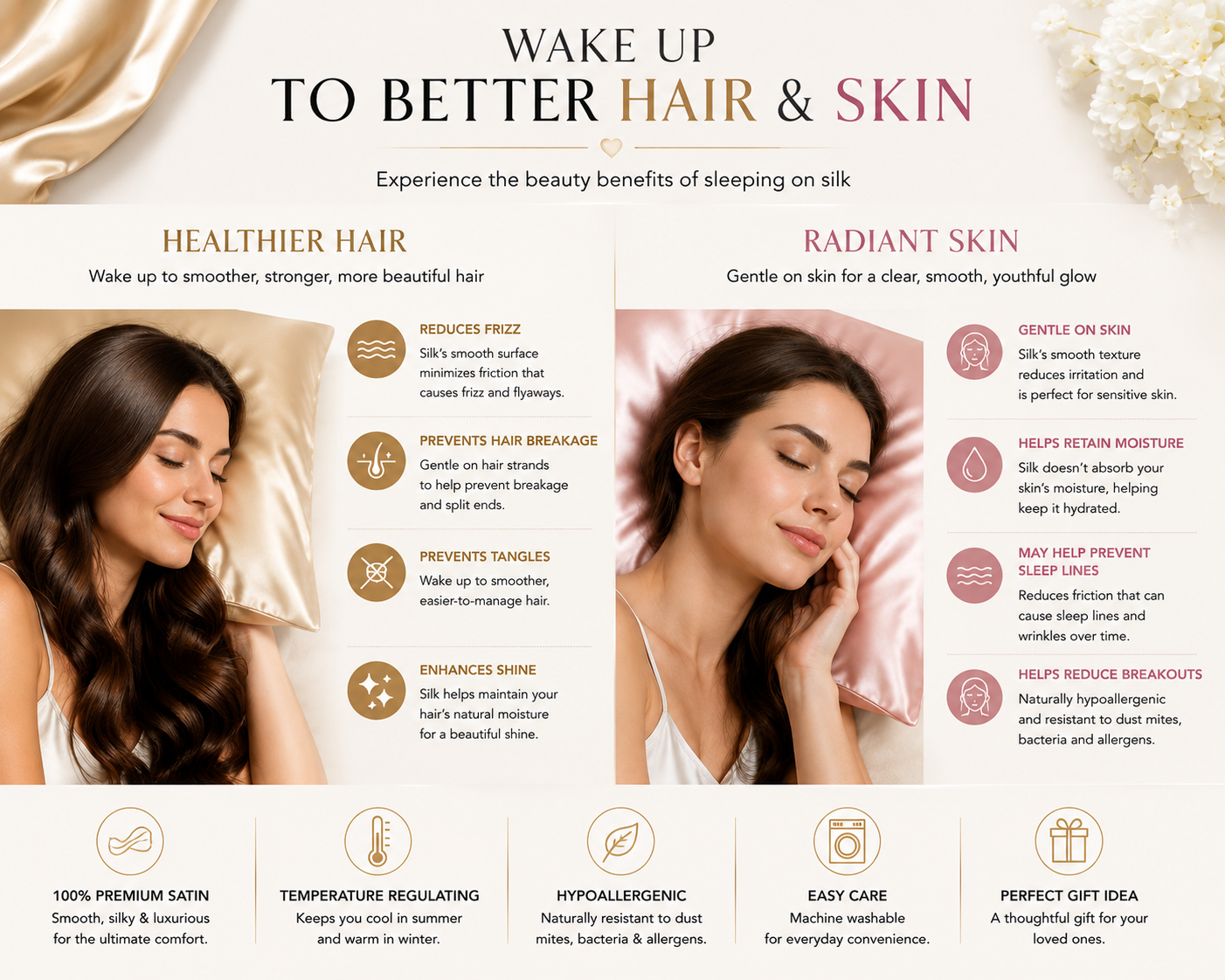 Silk Satin Pillowcase — Wake Up Flawless ✨