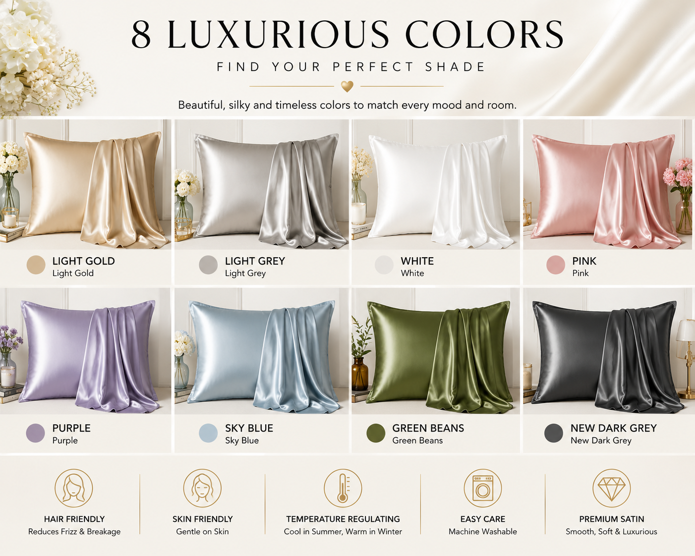 Silk Satin Pillowcase — Wake Up Flawless ✨