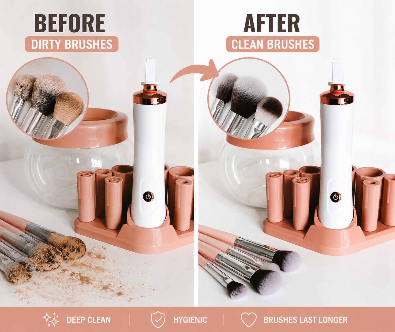 Electric Makeup Brush Cleaner – Rose Gold