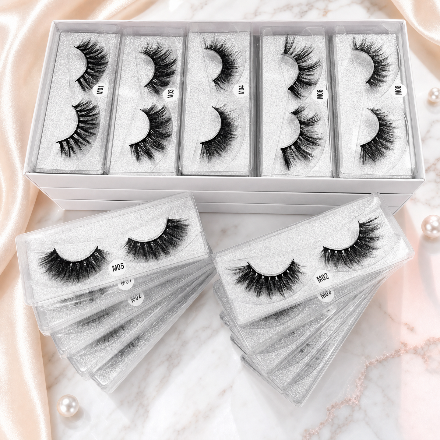 10 Pairs Mixed 3D Thick False Lashes – Natural Look Variety Set