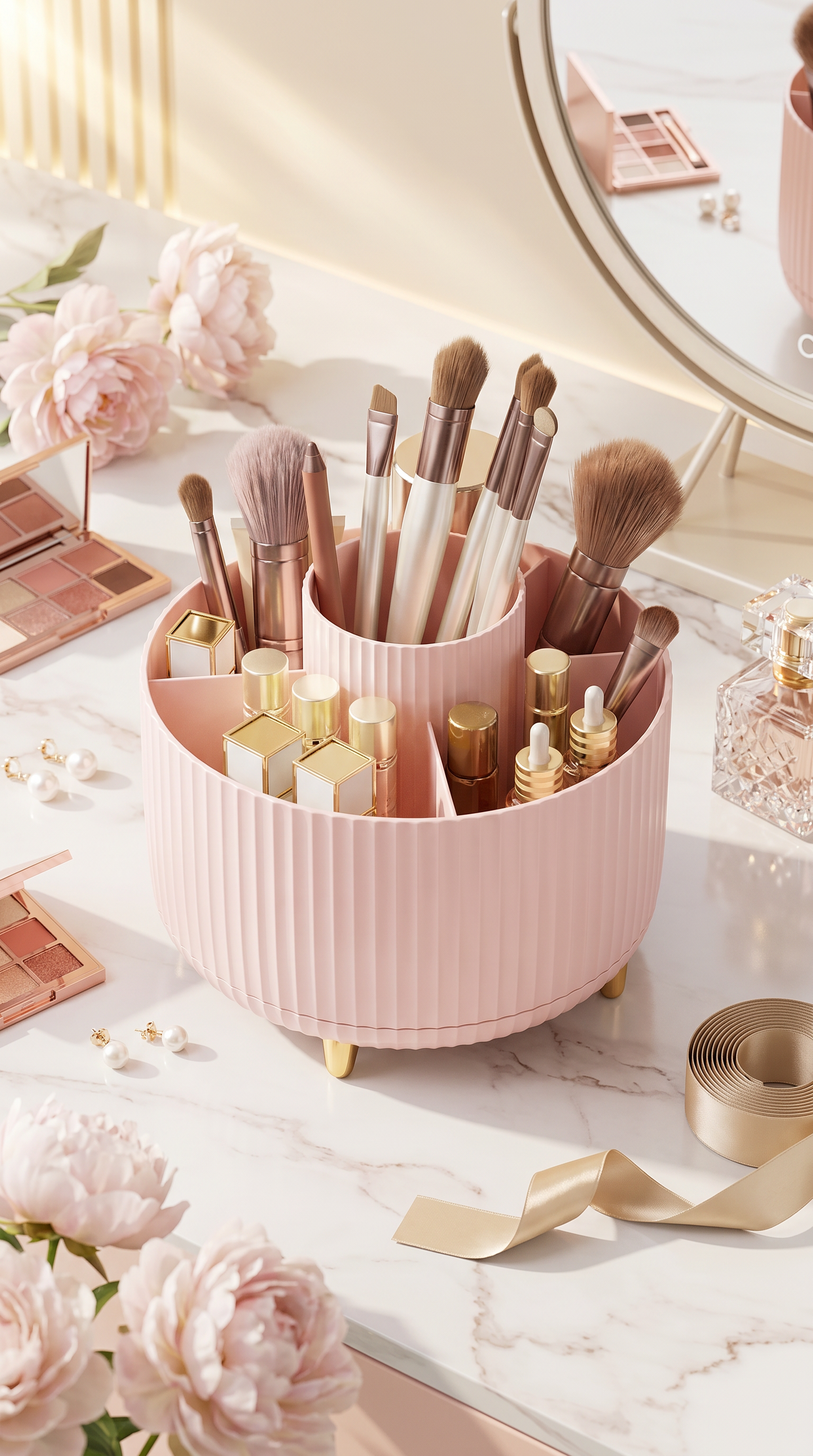 Rotating Makeup Brush Organizer — Your Vanity, Elevated 👑