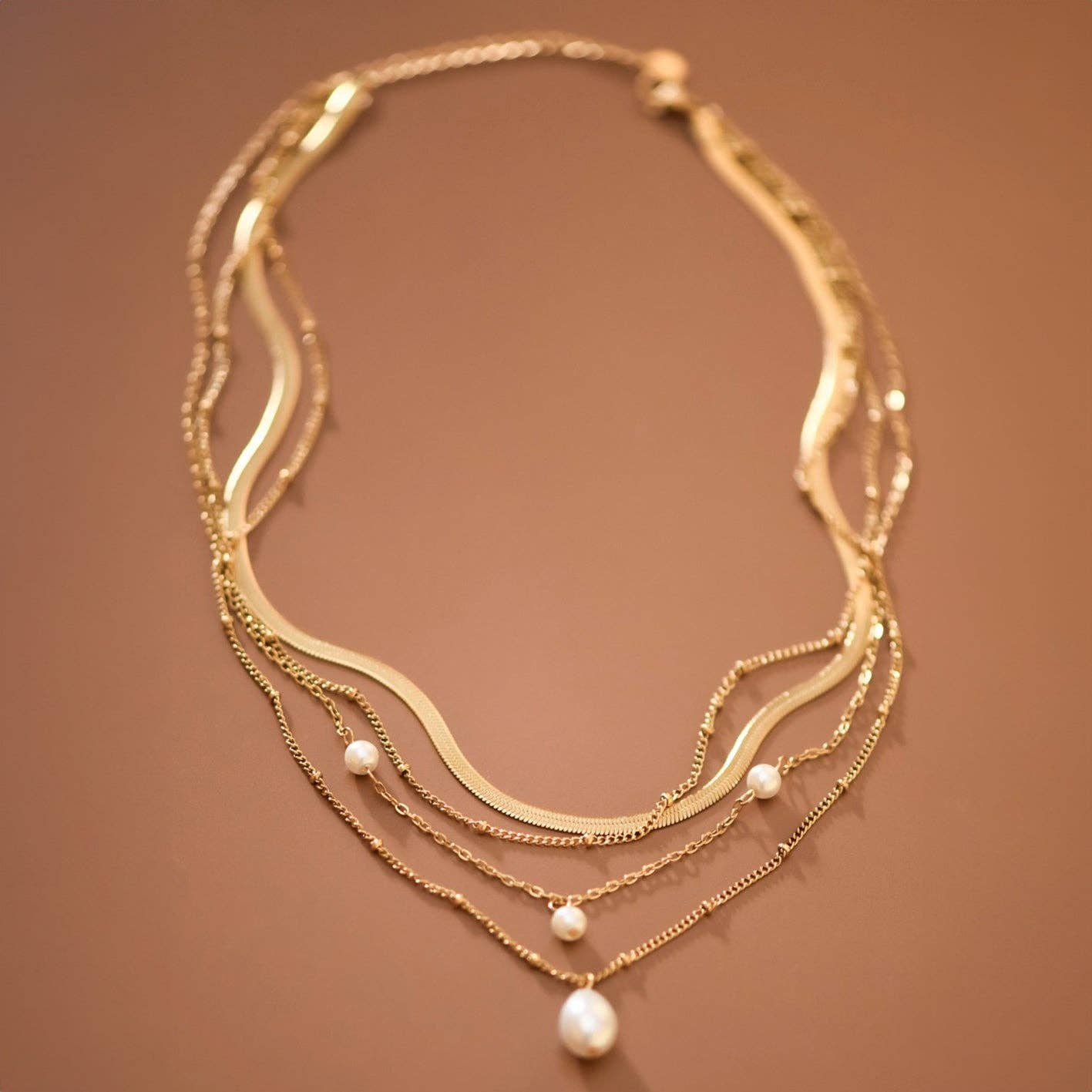 18K Gold PVD Plated Waterproof Stainless Steel Layered Chunky Chain Necklace